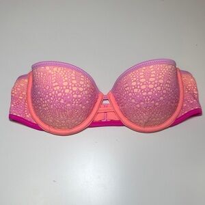Victoria’s Secret Y2K The Flirt Bandeau bikini top Peach Ombre Crochet Lace 32B